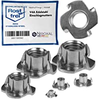 100 tuercas de impacto M4 de acero inoxidable V2A con rosca métrica para madera y plástico